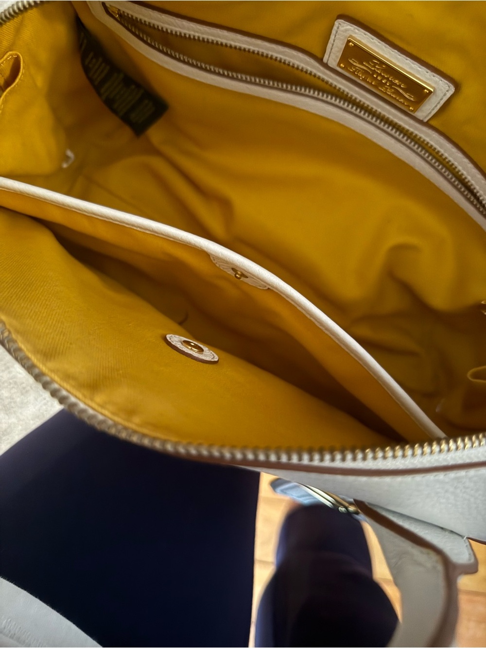 Lauren Ralph White Leather Satchel with Gold-Tone Accents - Picture 5 of 5
